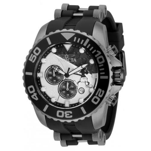 Invicta Disney Limited Edition Mens 50mm Gunmetal Mickey Chronograph Watch 32473 - Dial: Black Multicolor White, Band: Black, Bezel: Black