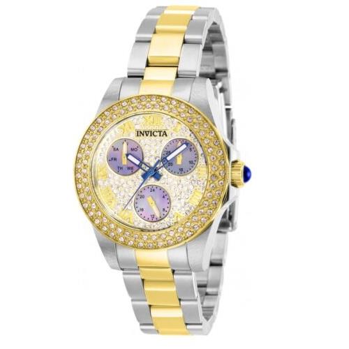 Invicta Angel Women`s 34mm Pave Crystal Dial Two Tone Stainless Watch 28475