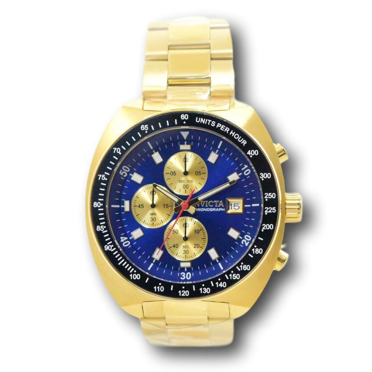Invicta Pro Diver Men`s 46mm Blue Dial Gold Stainless Chronograph Watch 31492