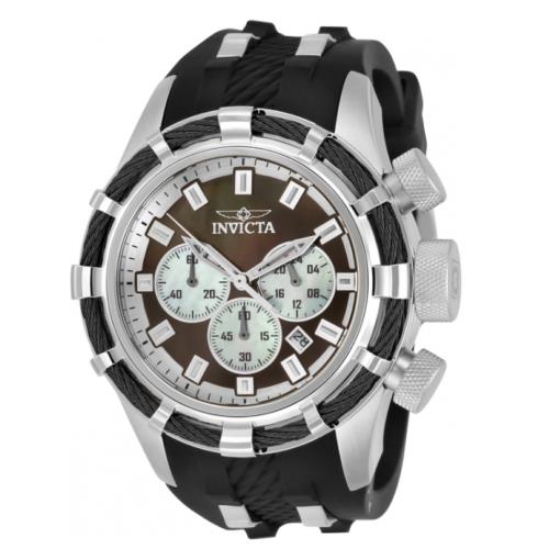 Invicta Bolt Sport Men`s 50mm Brown Mother of Pearl Dial Chronograph Watch 32960 - Dial: Brown, Multicolor, White, Band: Black, Bezel: Black, Silver