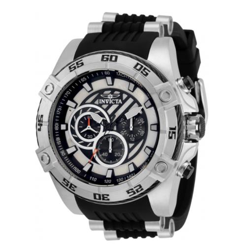 Invicta Speedway Viper Men`s 52mm Mother of Pearl Chronograph Watch 30409 Rare - Dial: Multicolor, White, Band: Black, Bezel: Silver