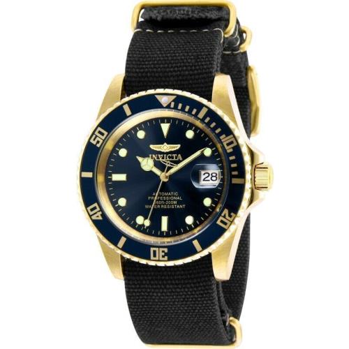 Invicta Pro Diver Automatic 27625 Men`s 42mm Gold Plated Black Canvas Watch