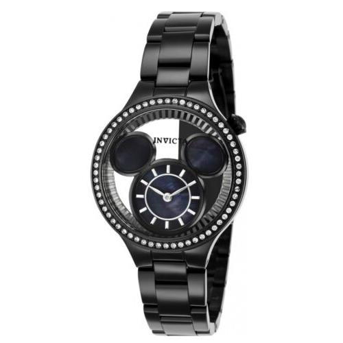 Invicta Disney Luxe Women`s 35mm Limited Edition Black Mop Mickey Watch 36266 - Dial: Black, Band: Black, Bezel: Black