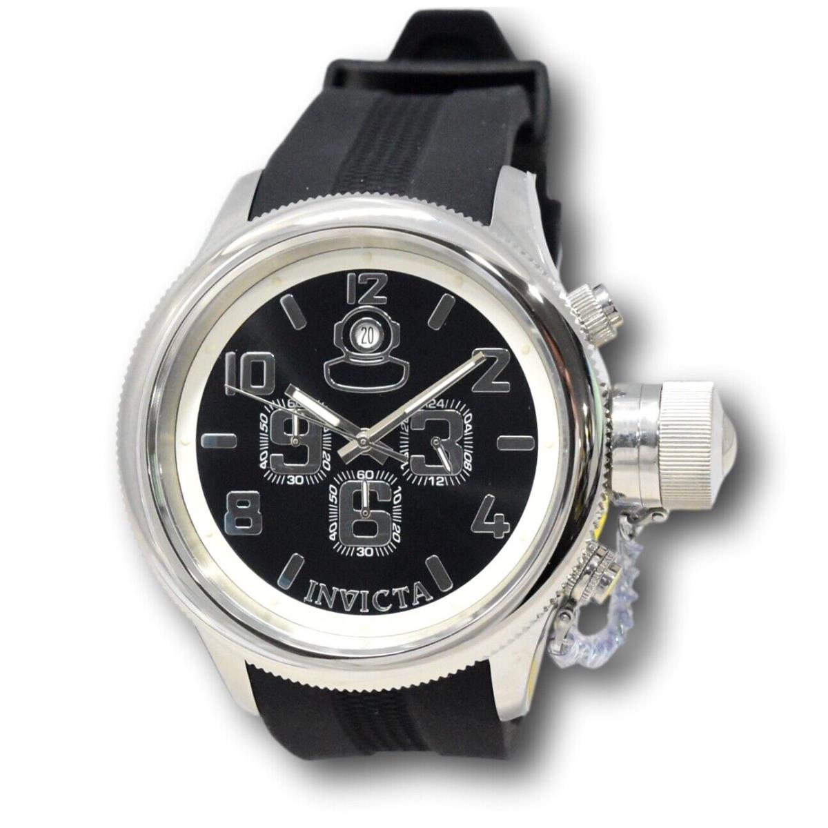 Invicta Russian Diver Men`s 52mm Black Dial Silicone Chronograph Watch 33017