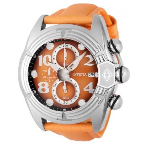 Invicta Lupah Diver Men`s 52mm Vivid Orange Fly-back Chronograph Watch 35256 - Orange Dial, Orange Band, Silver Bezel