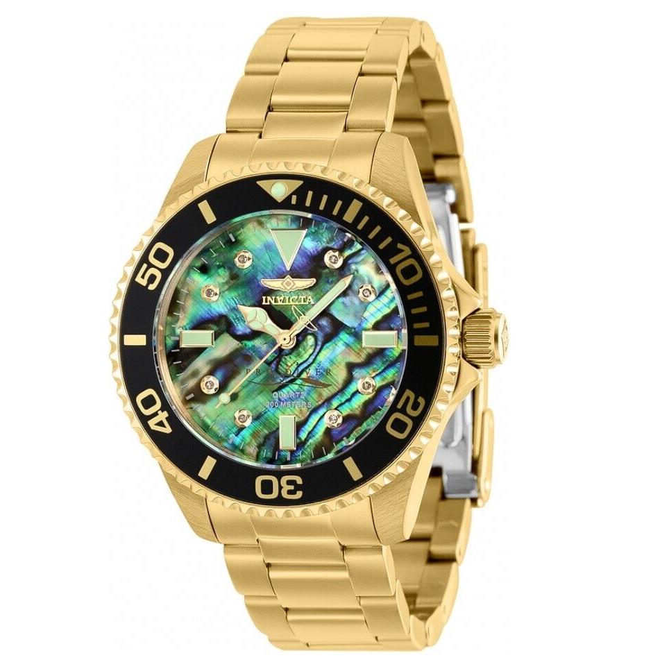 Invicta Pro Diver Lady Women`s 38mm Diamond Abalone Dial Gold Watch 39294