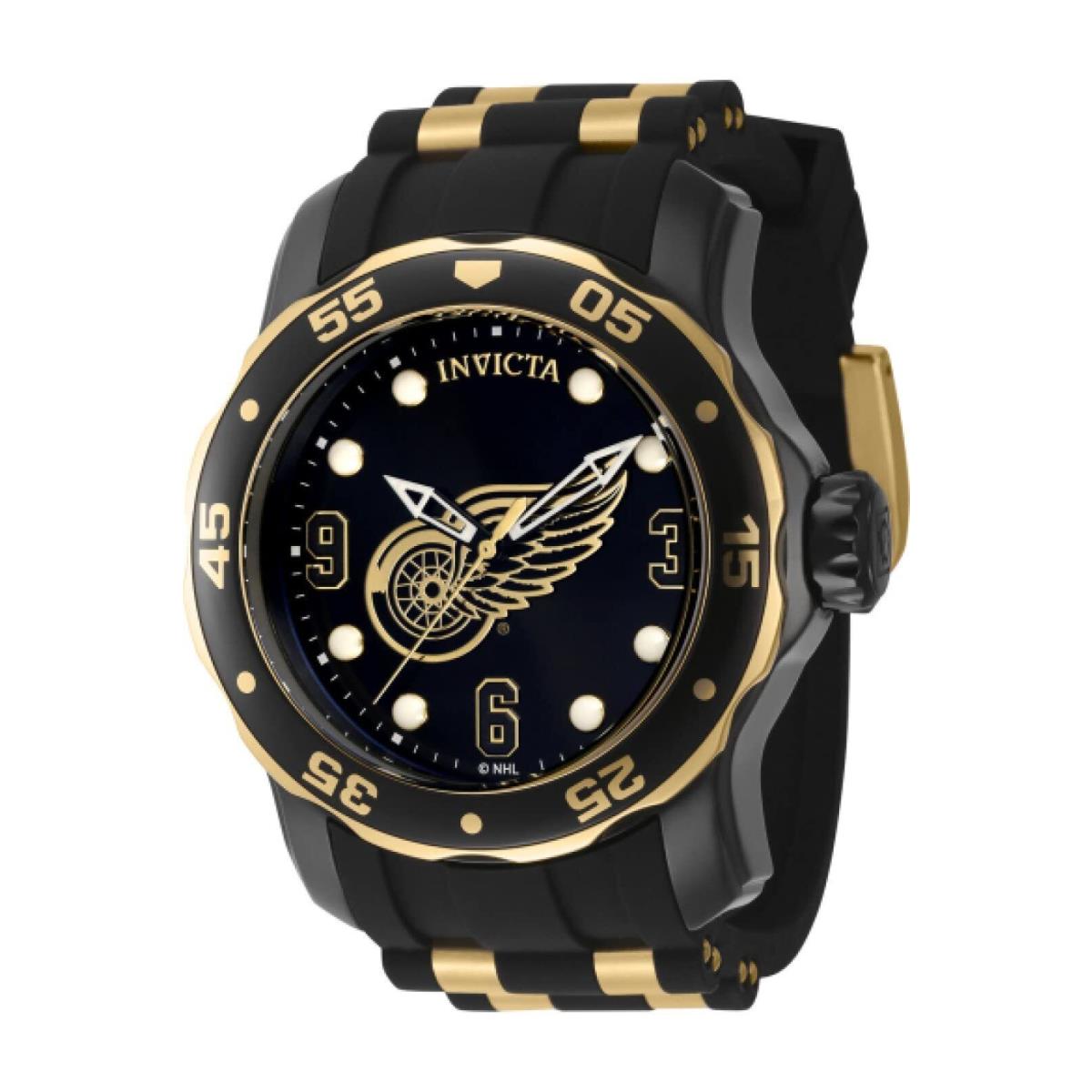 Invicta Nhl Detroit Red Wings Quartz Black Dial Men`s Watch 42314