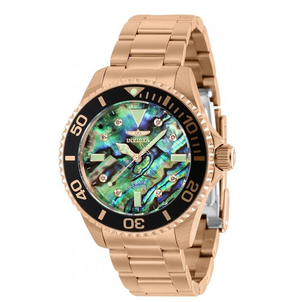 Invicta Pro Diver Lady Women`s 38mm Diamond Abalone Dial Rose Gold Watch 39427