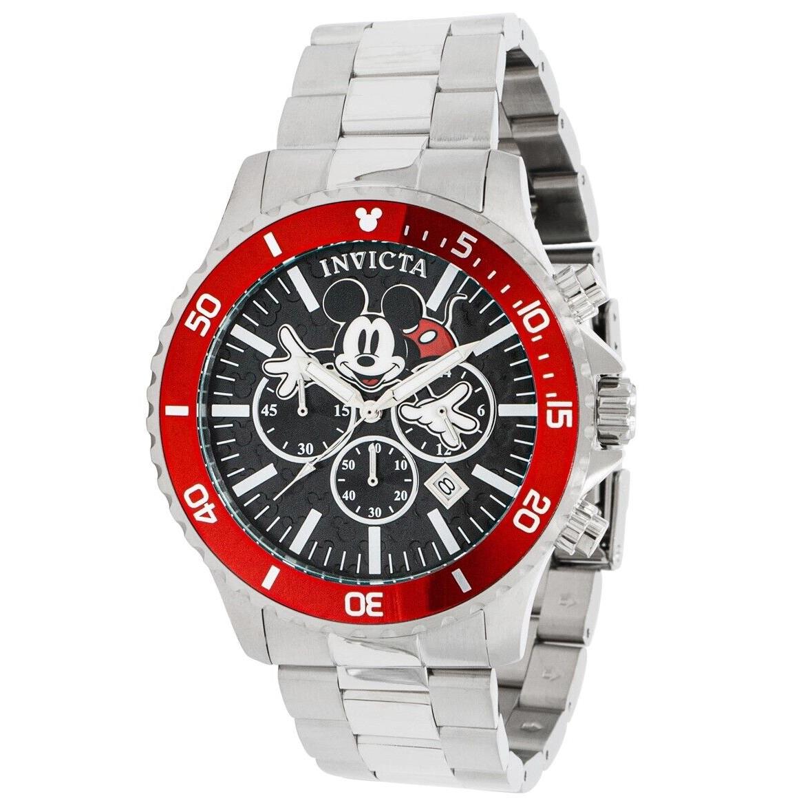 Invicta Disney Men`s 48mm Mickey Mouse Limited Edition Silver Chrono Watch 39047