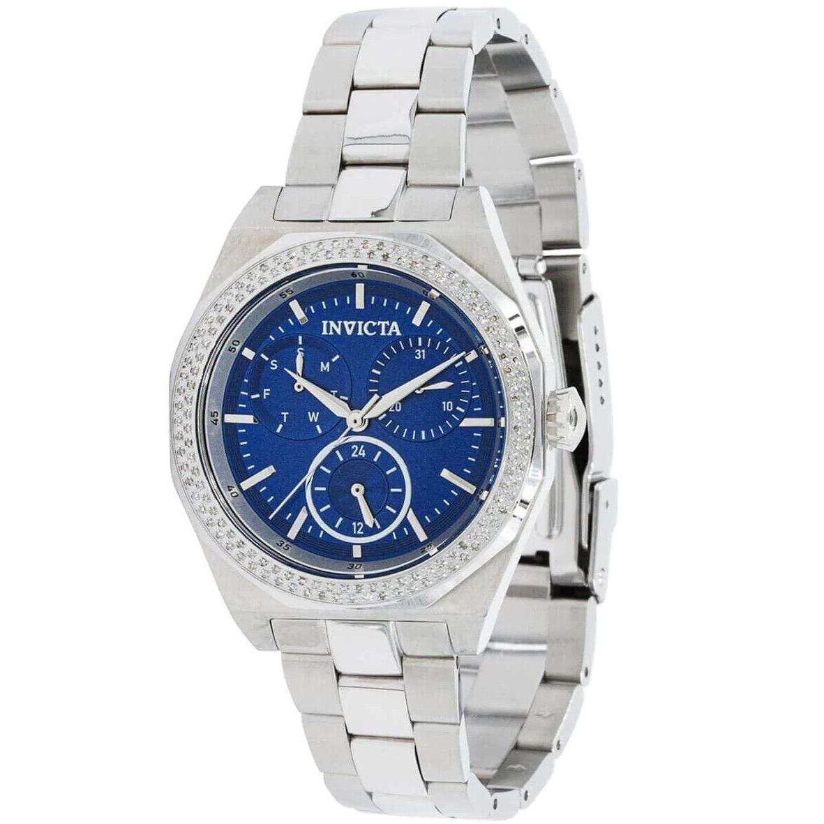 Invicta Angel 144 Diamond Bezel Women`s 38mm Blue Multifunction Date Watch 38555