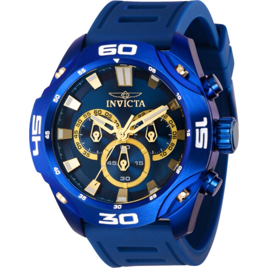 Invicta Coalition Forces Chronograph Quartz Blue Dial Men`s Watch 36695 - Dial: Blue, Band: Blue, Bezel: Blue