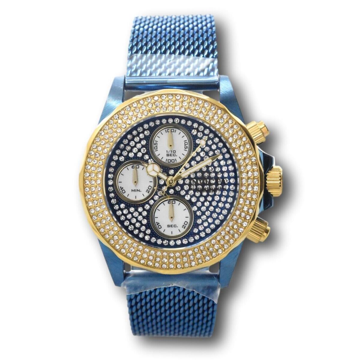 Invicta Pro Diver Women`s 38mm Blue Pave Crystal Chronograph Watch 35646