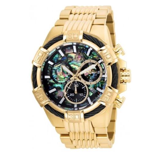 Invicta Bolt Abalone Dial Men`s 51mm Gold Swiss Chronograph Watch 26541