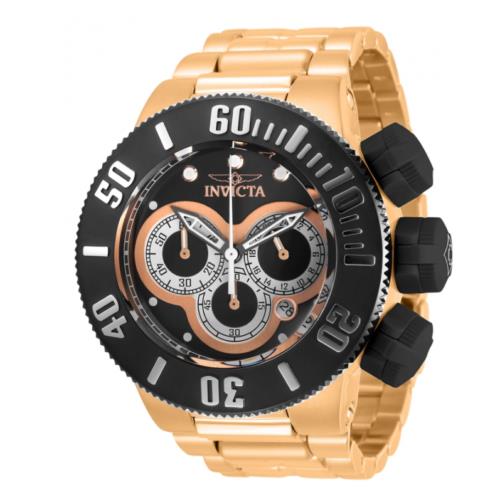 Invicta Subaqua Sea Dragon Men`s 52mm Rose Gold Chronograph Caps Watch 31543 - Dial: Black, Rose Gold, White, Band: Pink, Rose Gold, Bezel: Black, Silver