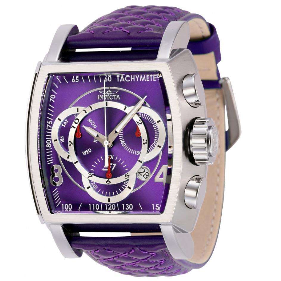 Invicta S1 Rally Men`s 48mm Purple Leather Swiss Chronograph Watch 44038