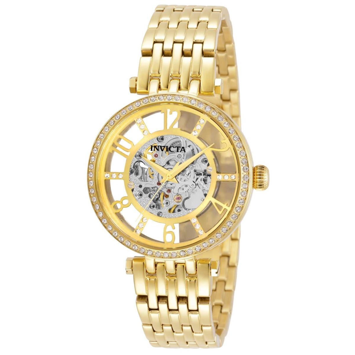Invicta Women`s 32297 Objet D Art Automatic 3 Hand Gold Dial Watch