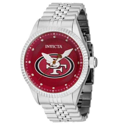 Invicta Nfl San Francisco 49ers Men`s 43mm Silver Stainless Quartz Watch 42416 - Dial: Black, Gray, Multicolor, Red, White, Band: Silver, Bezel: Silver