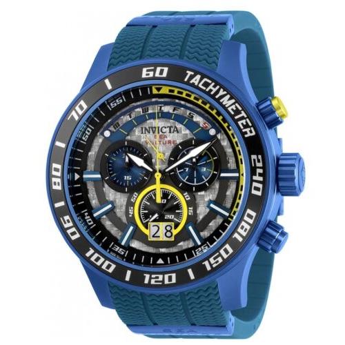 Invicta Sea Vulture Men`s 54mm Blue Carbon Fiber Swiss Chronograph Watch 35028 - Dial: Black, Band: Blue, Bezel: Black