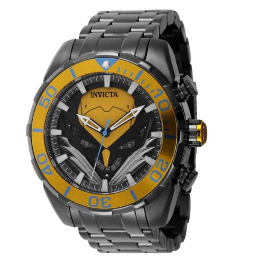 Invicta Marvel X-men Wolverine Men`s 50mm Limited Chronograph Watch 43604 - Dial: Black, Band: Gray, Bezel: Blue