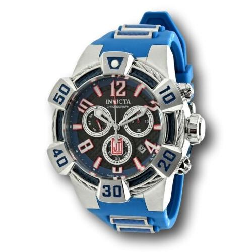 Invicta Bolt Men`s 52mm Carbon Fiber Jason Taylor Swiss Chronograph Watch 40446 - Dial: Black, Band: Blue, Bezel: Blue