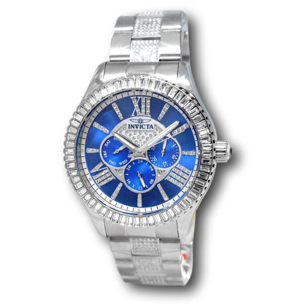 Invicta Specialty Lux Men`s 45mm Blue Silver 520 Crystals Quartz Watch 44248