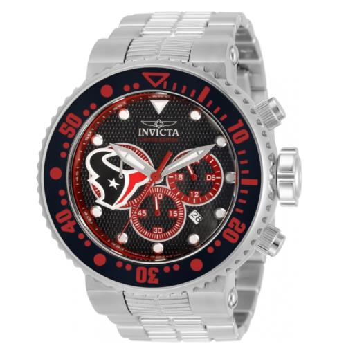 Invicta Nfl Houston Texans Grand Diver Men`s 52mm Chronograph Watch 33127 Rare