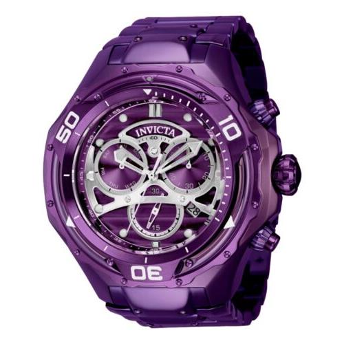 Invicta Mammoth Men`s 54mm Darkest Purple Swiss Chronograph Watch 40786 - Dial: Purple, Band: Purple, Bezel: Purple