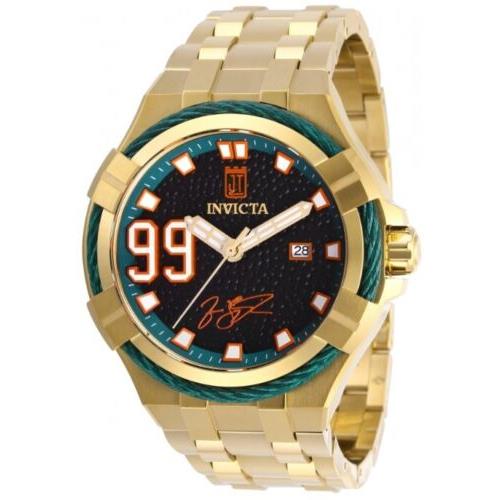 Invicta Jason Taylor Automatic Men`s 48mm JT Limited Edition Gold Watch 28526 - Dial: Black, Band: Gold, Bezel: Gold