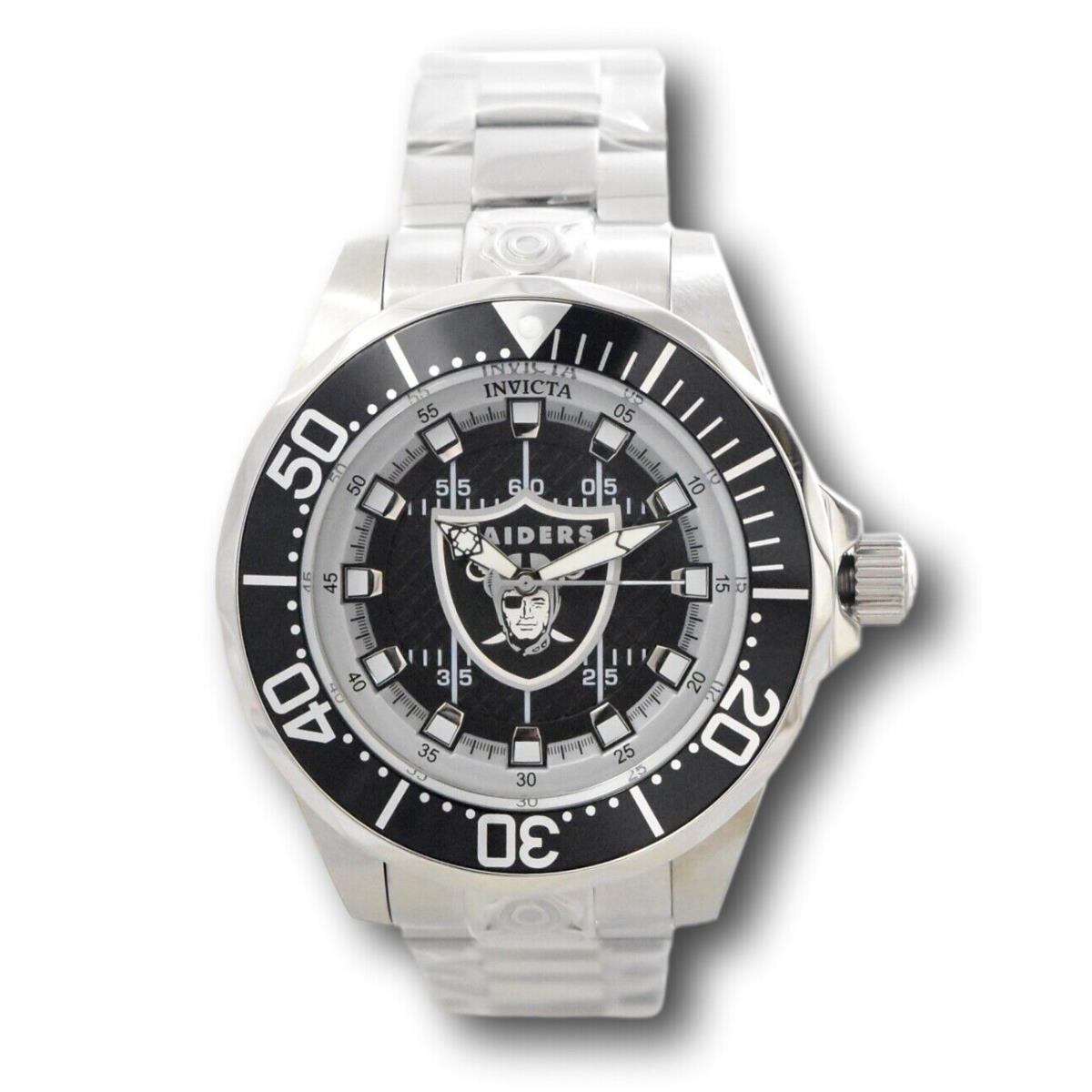 Invicta Nfl Las Vegas Raiders Automatic Men`s 47mm Grand Diver Watch 42117