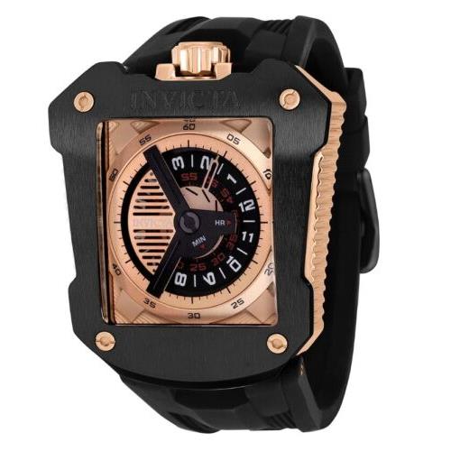 Invicta S1 Rally Automatic Men`s 48mm JM Limited Ed. Rose Gold Watch 41649 Rare - Black Dial, Black Band, Black Bezel