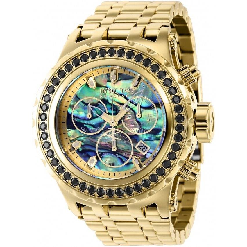 Invicta Reserve Subaqua 52mm Swiss Quartz 4.14ctw Spinel Gold Watch 39480 - Aqua, Gold, Quartz