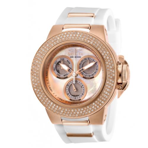 Invicta Subaqua Sea Dragon .93 Ctw Diamond Women`s 42mm Rose Gold Watch 28378 - Rose Dial, White Band, Pink Bezel