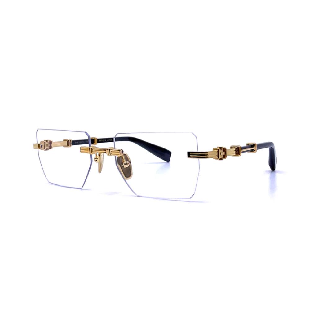 Balmain Eyeglasses Pierre Black Gold Rimless Frames 53MM Rx-able