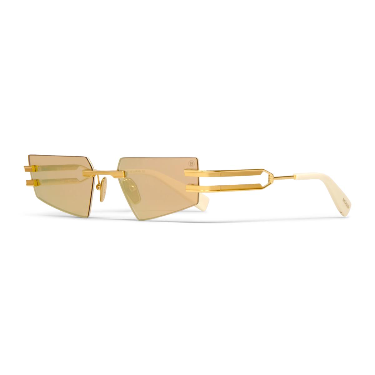 Balmain Sunglasses Fixe II White Gold Designer Frames Brown Lens 54MM