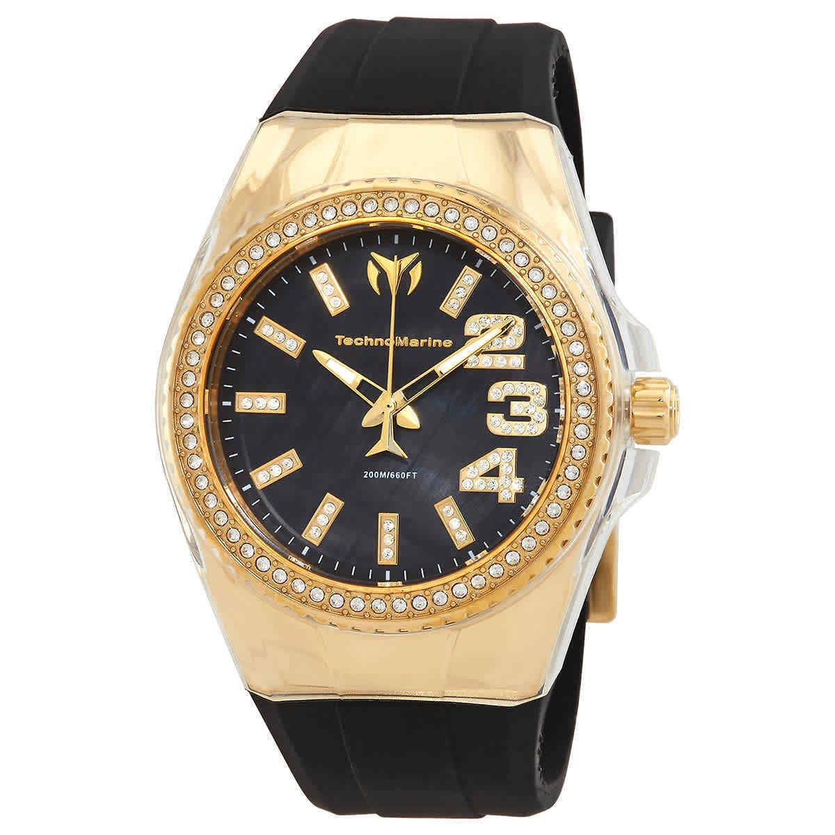 Technomarine Cruise Monogram Quartz Black Mop Dial Ladies Watch TM-121251