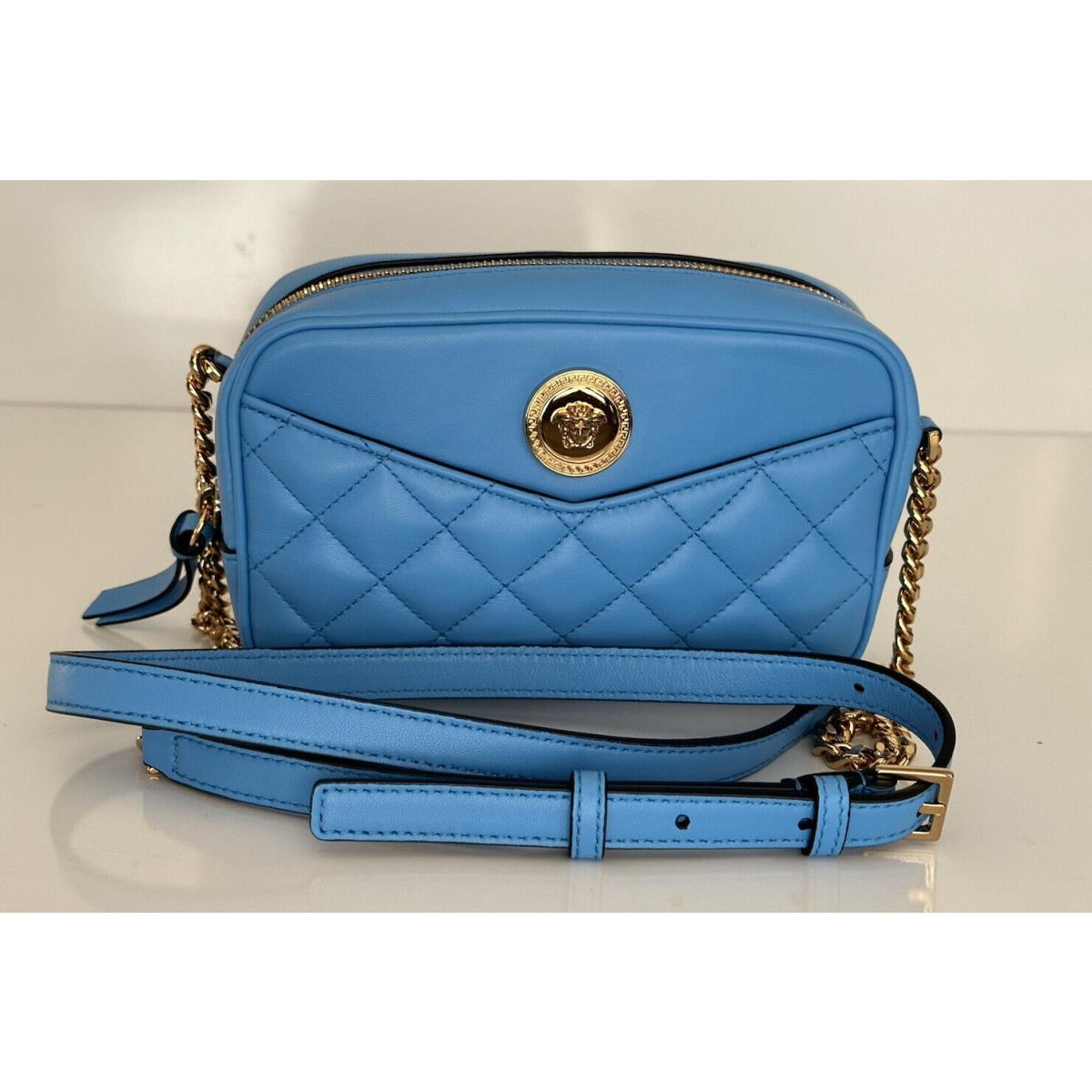 Versace Quilted Lamb Leather Blue Small Shoulder Bag 1008827 Italy