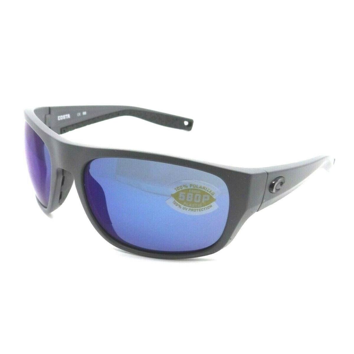 Costa Del Mar Sunglasses Tico 06S9036-3617 60-17-119 Matte Gray/blue Mirror 580P - dk gray/blk Frame, blue/mirror Lens