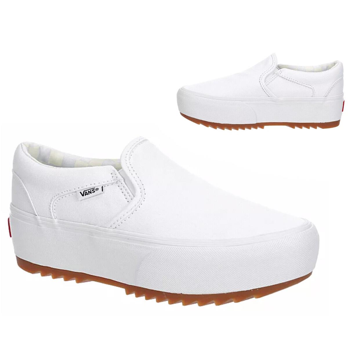 Vans Platform Athletic Sneakers Casual Shoes Women`s White Gum All Sizes - White