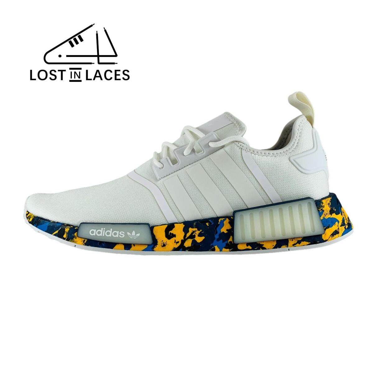 Adidas NMD_R1 White Camo Gold Blue Sneakers Men`s Shoes GX4466