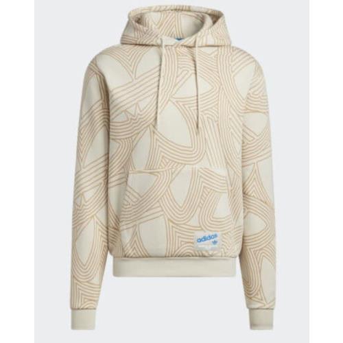 Adidas Originals Mens Oac Aop Hoody Hoodie Streetwear Magic Beige Size L