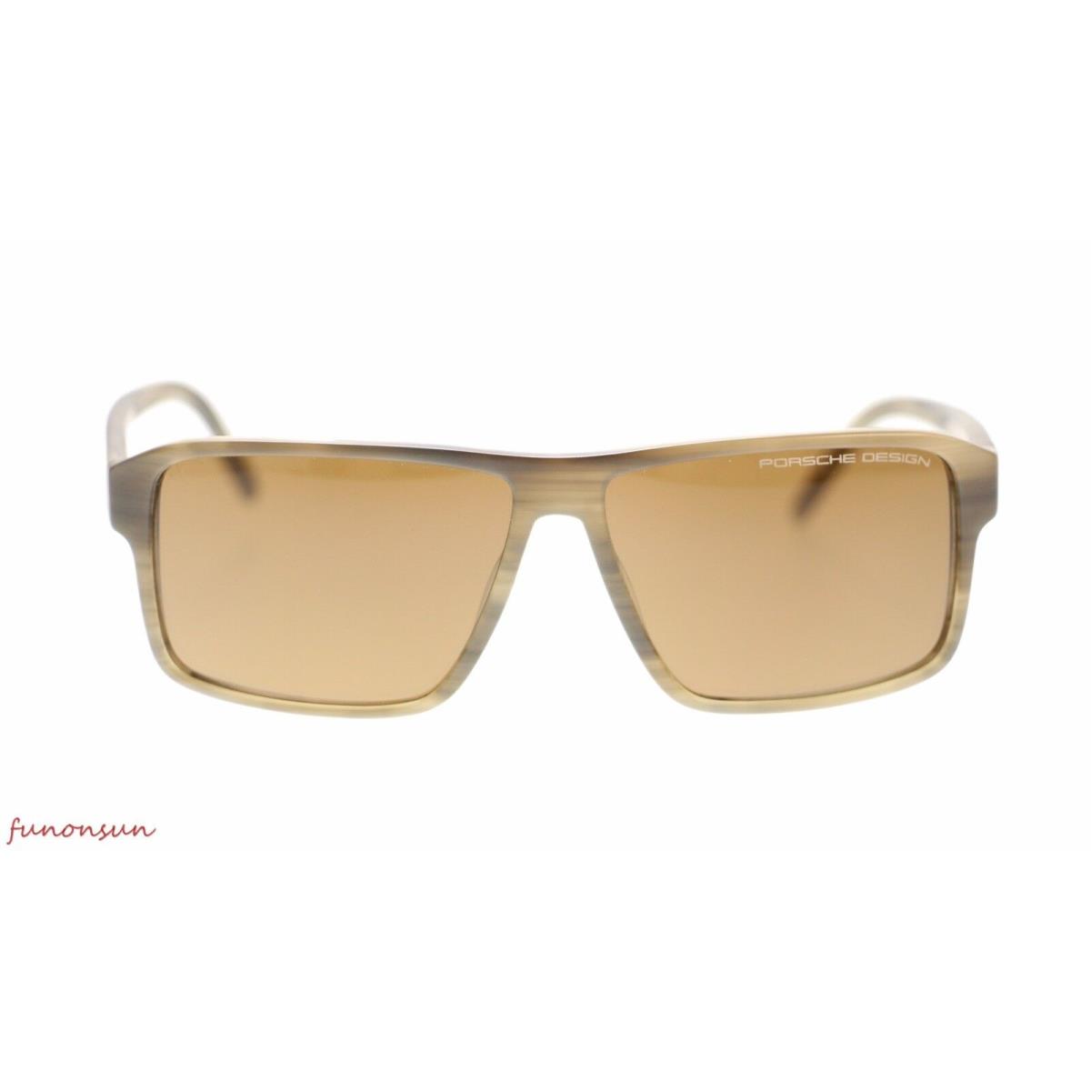 Porsche Design Men`s Sunglasses P8634 D Olive Structured Lens Brown 57mm
