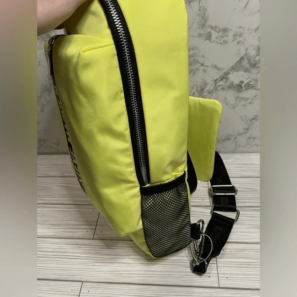 Steve Madden Lemon Yellow Green Black Bromano Sling Backpack One Strap Bag