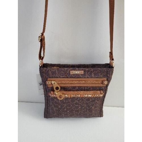 Calvin Klein Womans Crossbody Bag CK Logo Brown Khaki Gold Chain 11 x 10.5 x 2