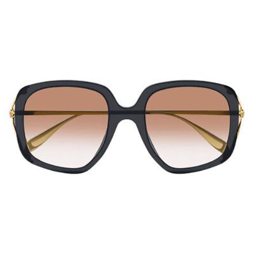 Alexander Mcqueen AM0374S Sunglasses Gray/gold Brown Gradient 54mm