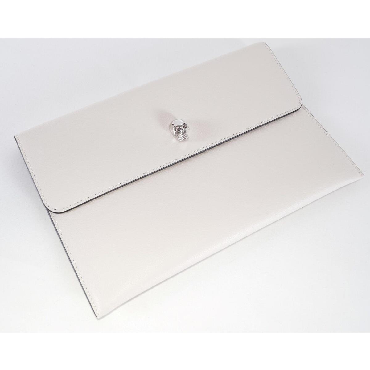 Alexander Mcqueen Soft Cream Leather Skull Clasp Envelope Clutch Purse