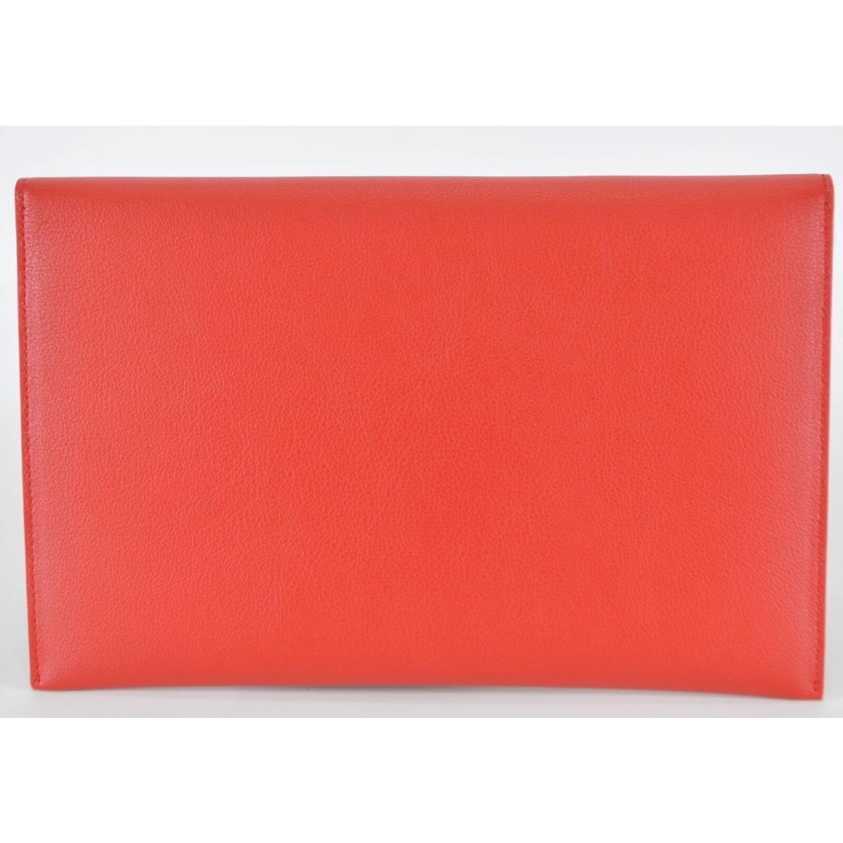 Alexander Mcqueen Soft Red Leather Skull Clasp Envelope Clutch Purse
