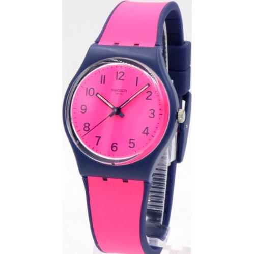 Swiss Swatch Urbaholic Pink Gum Silicone Neon Watch 34mm GN264