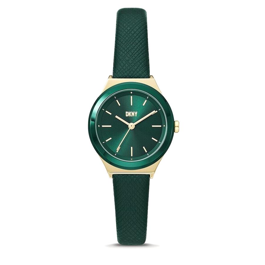 Dkny NY6629 Women`s Parsons Three-hand Green Leather Watch