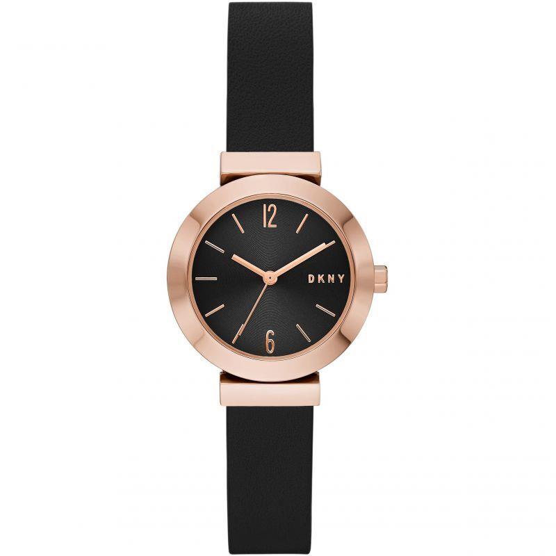 Dkny NY2996 Women`s Stanhope Three-hand Black Leather Watch