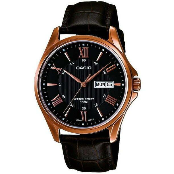 Casio MTPE1384L-1A Men`s Enticer Collection Leather Band Watch